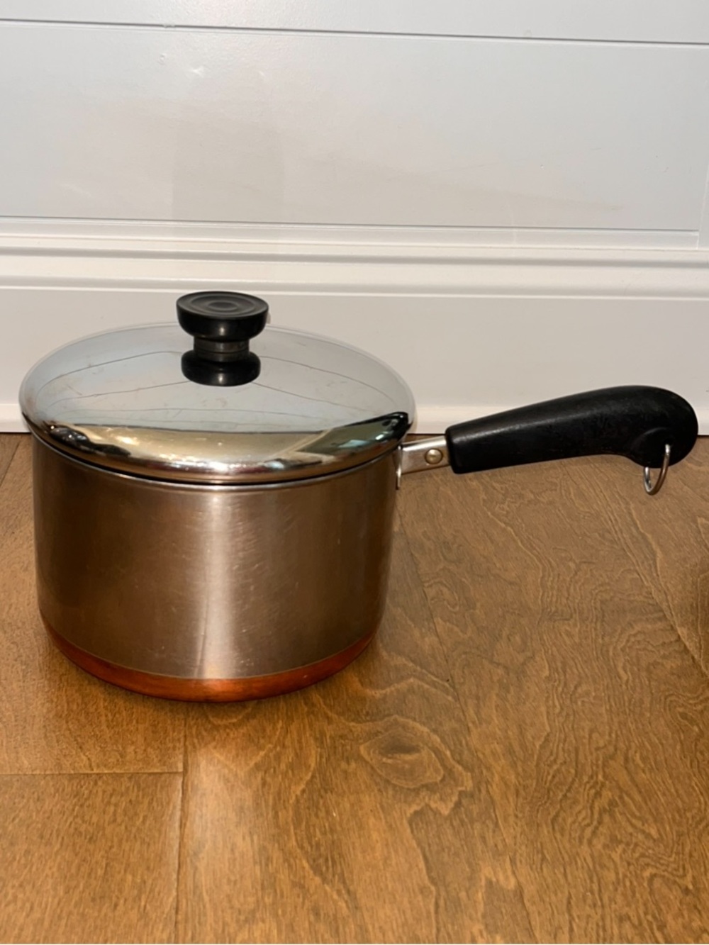 Vintage Revere Ware 3 Quart Stainless Steel / Copper Bottom Pot W/ Lid: USA -84